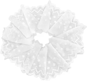 MAYJOYDIY 15yards 5.1inch Wide White Flower Cotton Eyelet Lace Ribbon Wavy Edged Floral Embroidery Eyelet Sewing Trim Ruffle Lace Trim for Dress Pillow Dolls Pets Clothes Bag Sewing