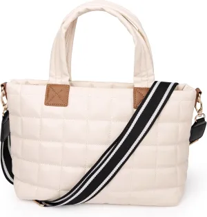 MEEJUNE Puffer Tote Bag for Women Large Quilted Shoulder Bag Crossbody Purse with Adjustable Strap