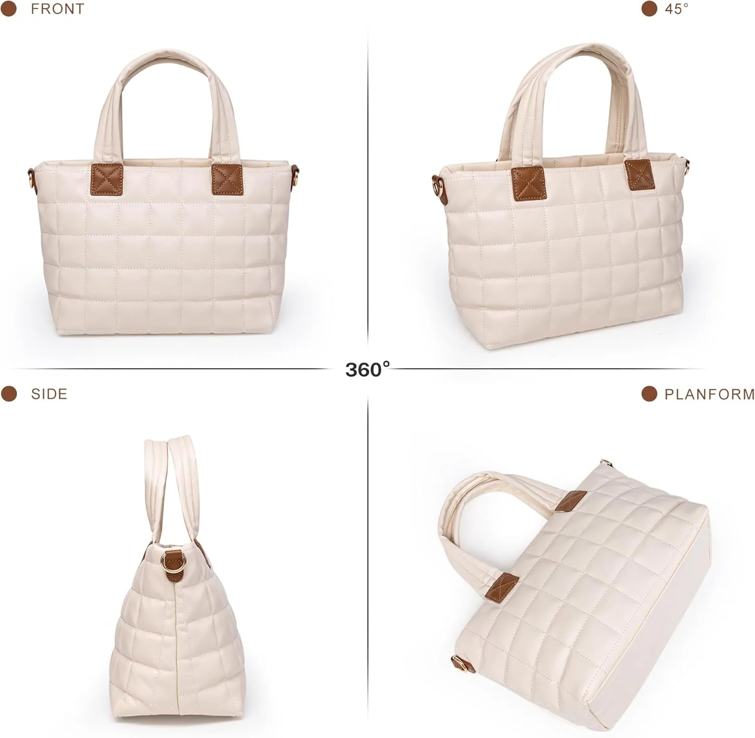 MEEJUNE Puffer Tote Bag for Women Large Quilted Shoulder Bag Crossbody Purse with Adjustable Strap
