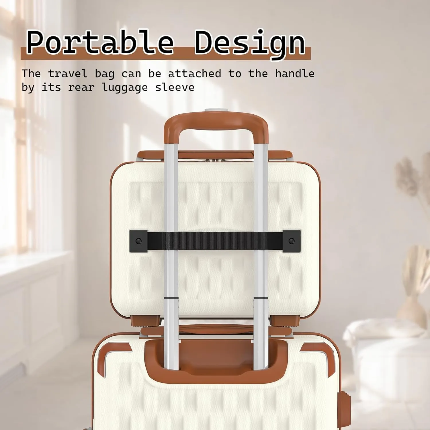 Melalenia Luggage Sets 3 Piece with Duffel Bag, Hard Shell Carry on Suitcase with Spinner Wheels and TSA Lock, Travel Lightweight Luggage Set for Women, Beige Brown