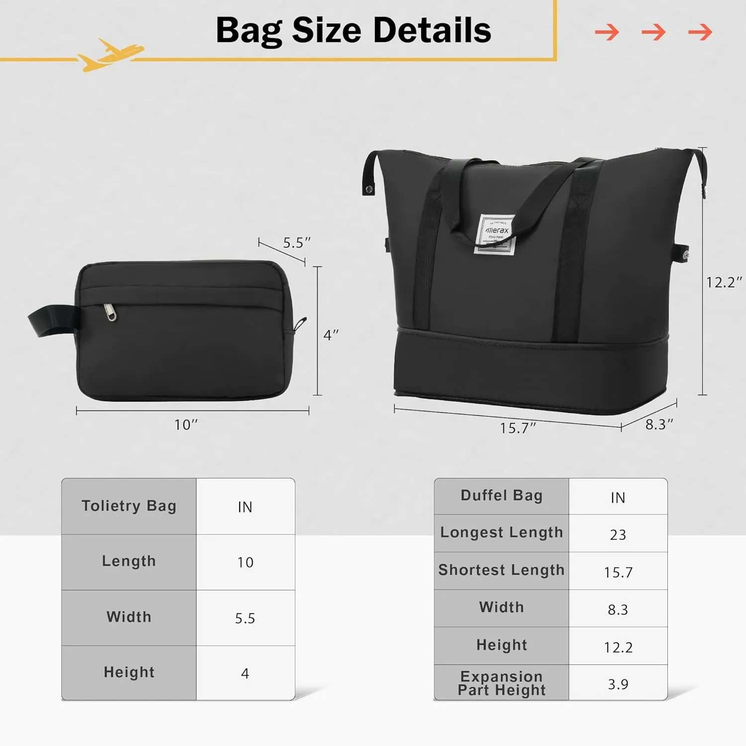 Merax Luggage Sets 2 Piece Suitcase Set, Hardshell 20 IN & 24 IN Suitcase Set with Duffel Bag, Travel Suitcases with Spinner Wheels and TSA Lock(Dark Gray)
