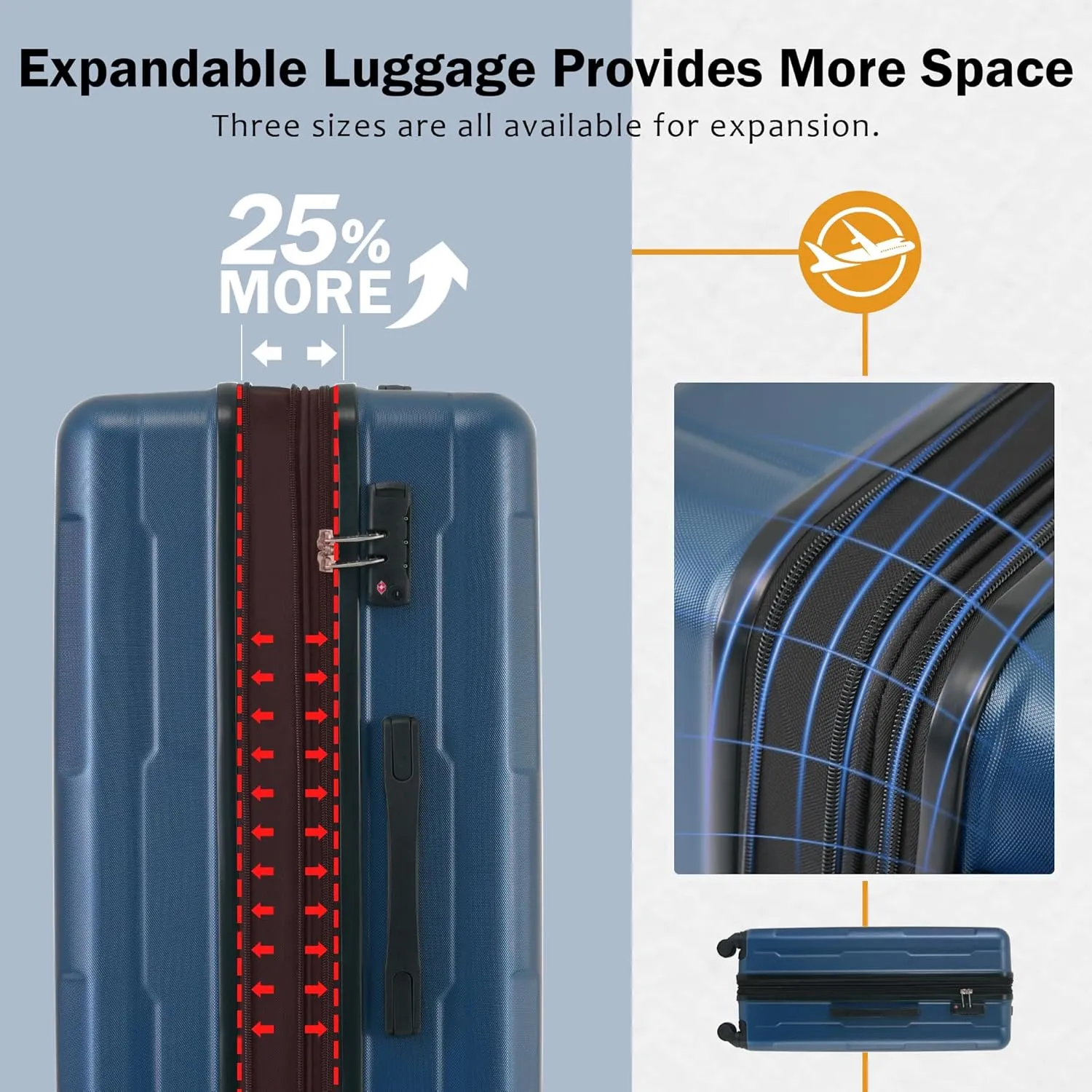 Merax Luggage Sets 2 Piece Suitcase Set, Hardshell 20 IN & 28 IN Suitcase Set with Duffel Bag, Travel Suitcases with Spinner Wheels and TSA Lock(Blue)
