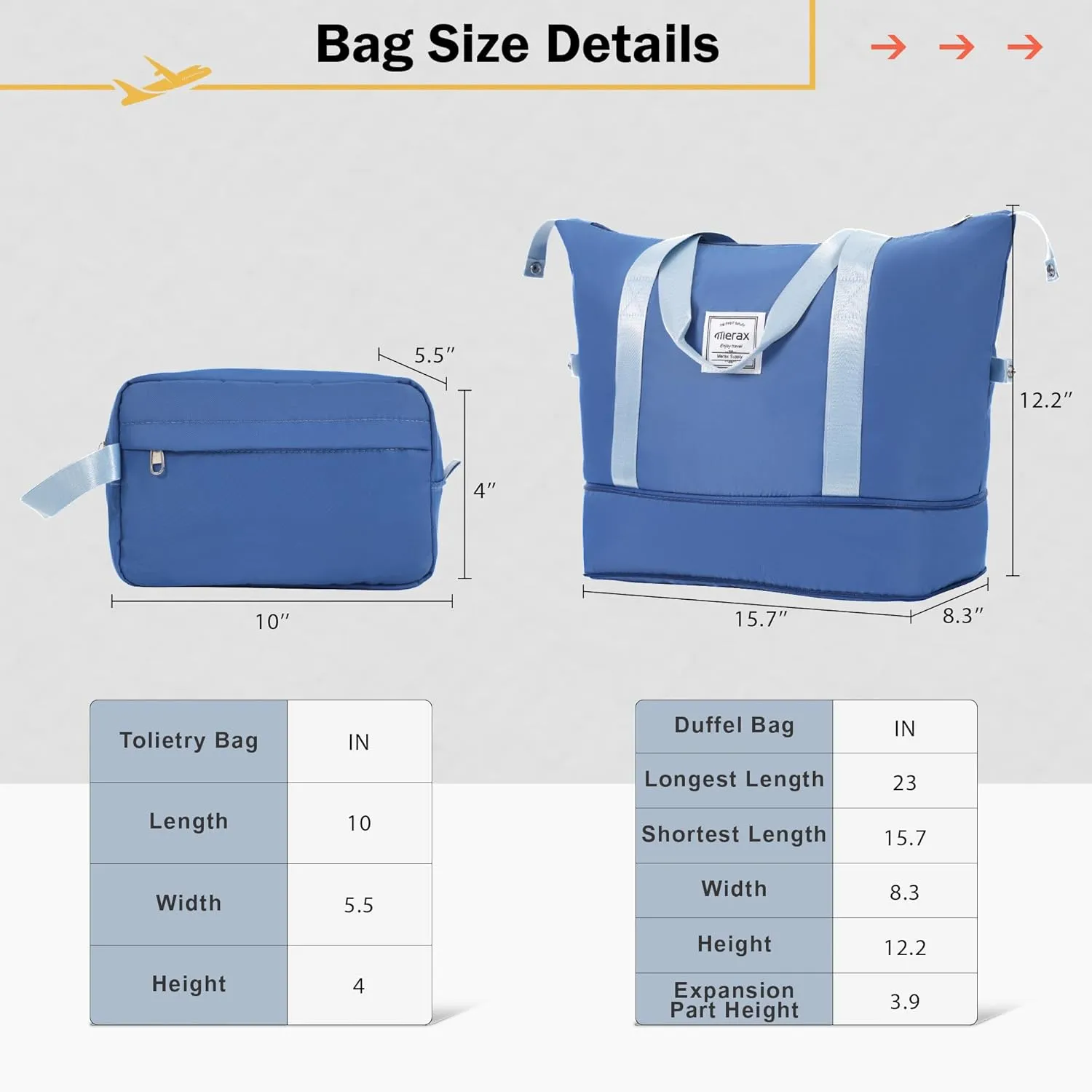 Merax Luggage Sets 2 Piece Suitcase Set, Hardshell 20 IN & 28 IN Suitcase Set with Duffel Bag, Travel Suitcases with Spinner Wheels and TSA Lock(Blue)
