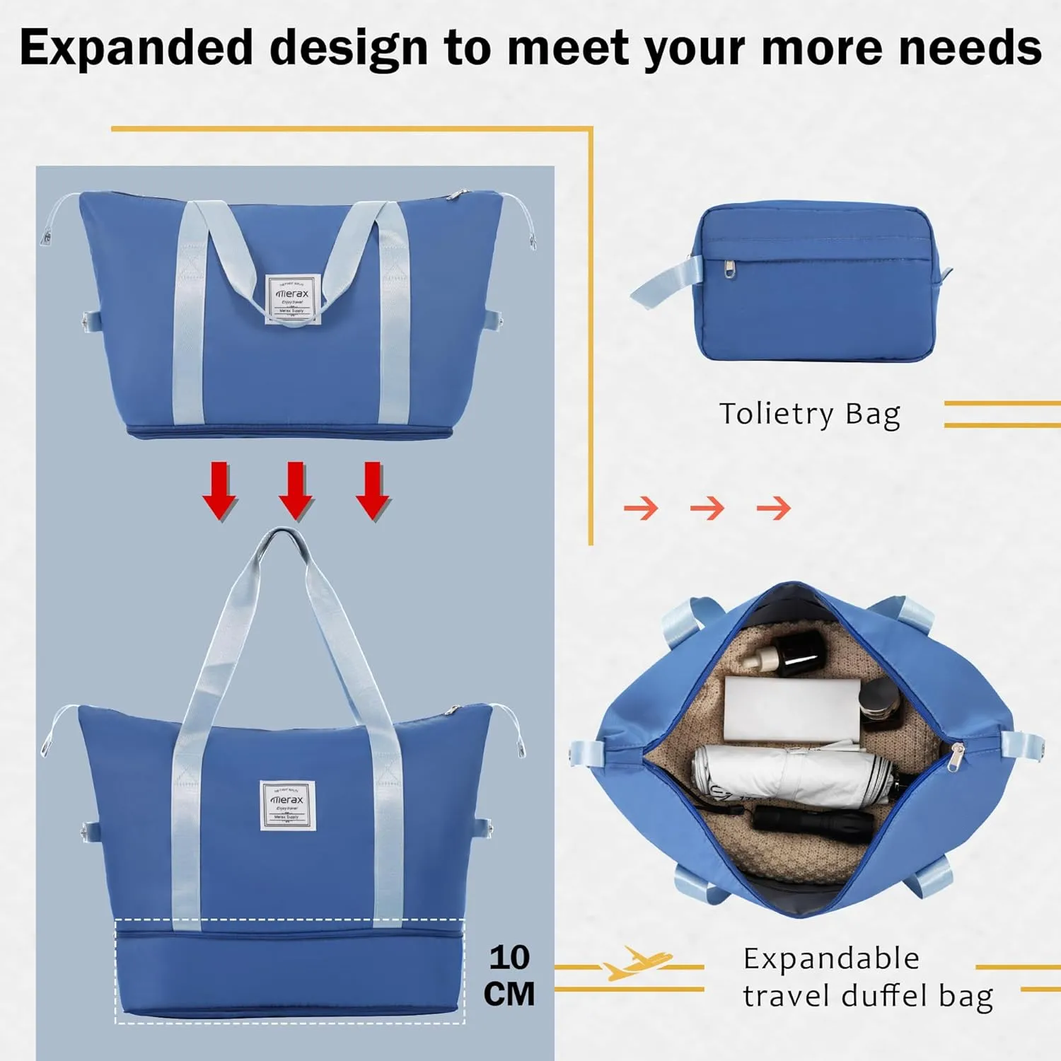 Merax Luggage Sets 2 Piece Suitcase Set, Hardshell 20 IN & 28 IN Suitcase Set with Duffel Bag, Travel Suitcases with Spinner Wheels and TSA Lock(Blue)