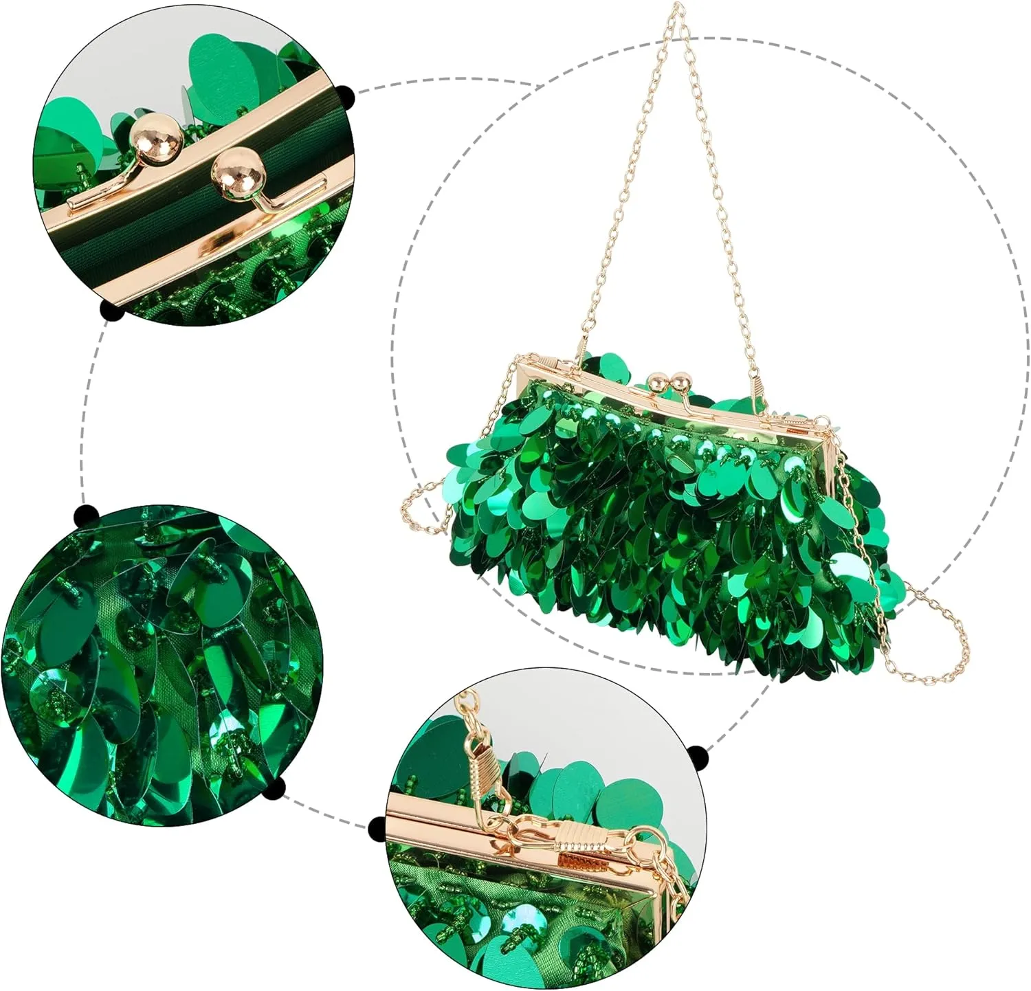 Mermaid Sequins Clutch Sparkling Glitter Evening Crossbody Shell Bag Banquet Handbag Party Prom Wedding Purse