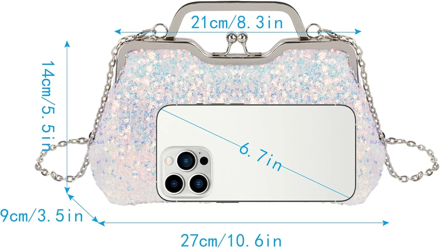 Mermaid Sequins Clutch Sparkling Glitter Evening Crossbody Shell Bag Banquet Handbag Party Prom Wedding Purse