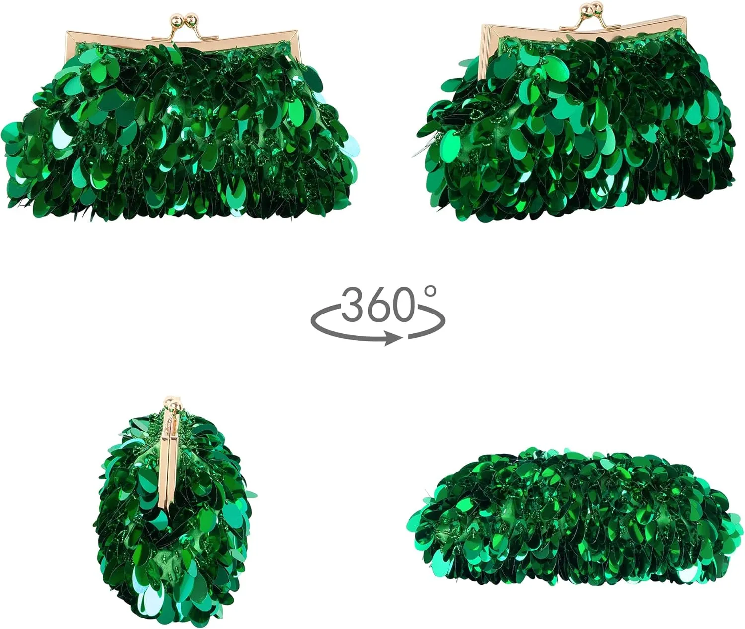 Mermaid Sequins Clutch Sparkling Glitter Evening Crossbody Shell Bag Banquet Handbag Party Prom Wedding Purse