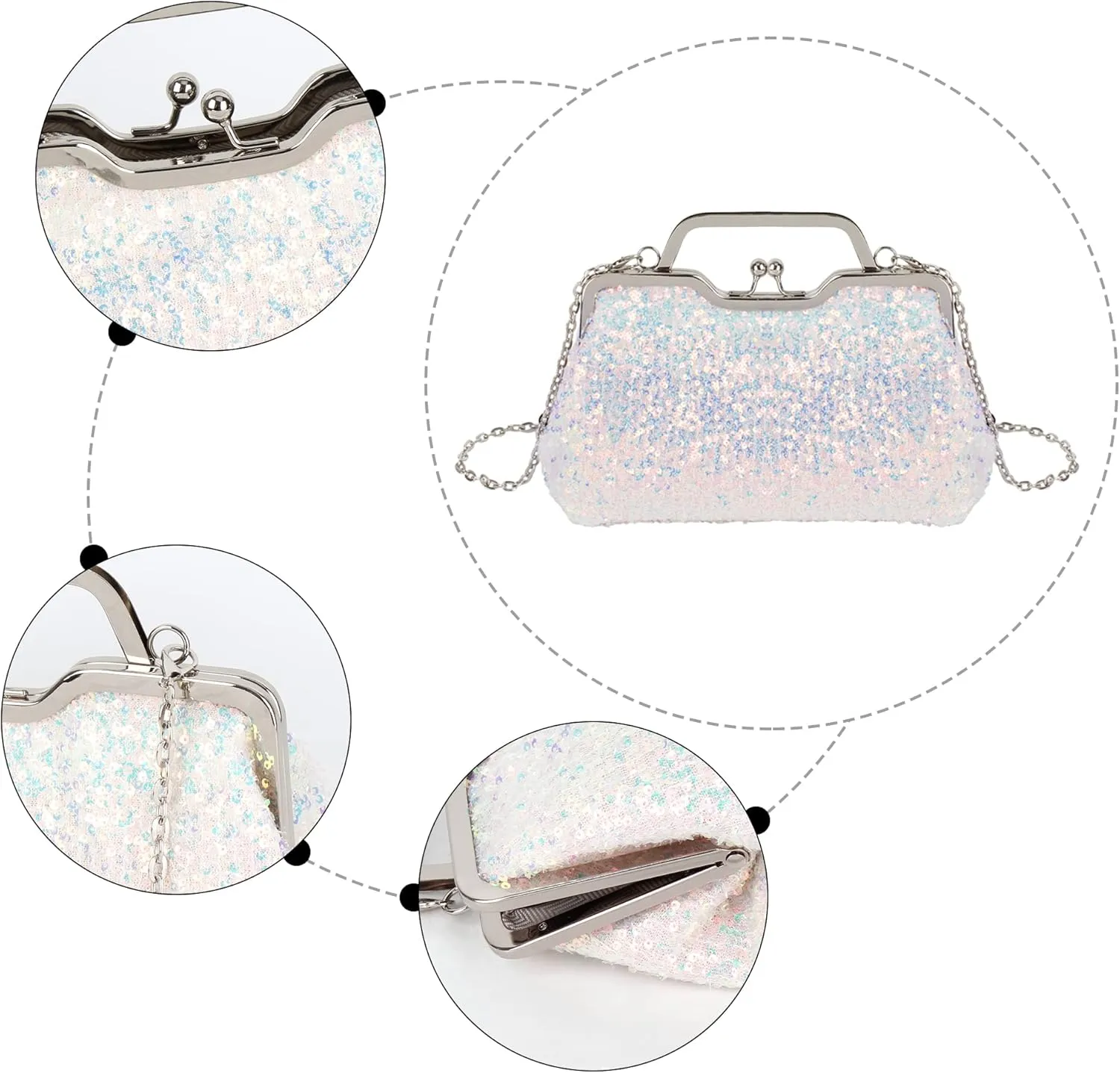 Mermaid Sequins Clutch Sparkling Glitter Evening Crossbody Shell Bag Banquet Handbag Party Prom Wedding Purse