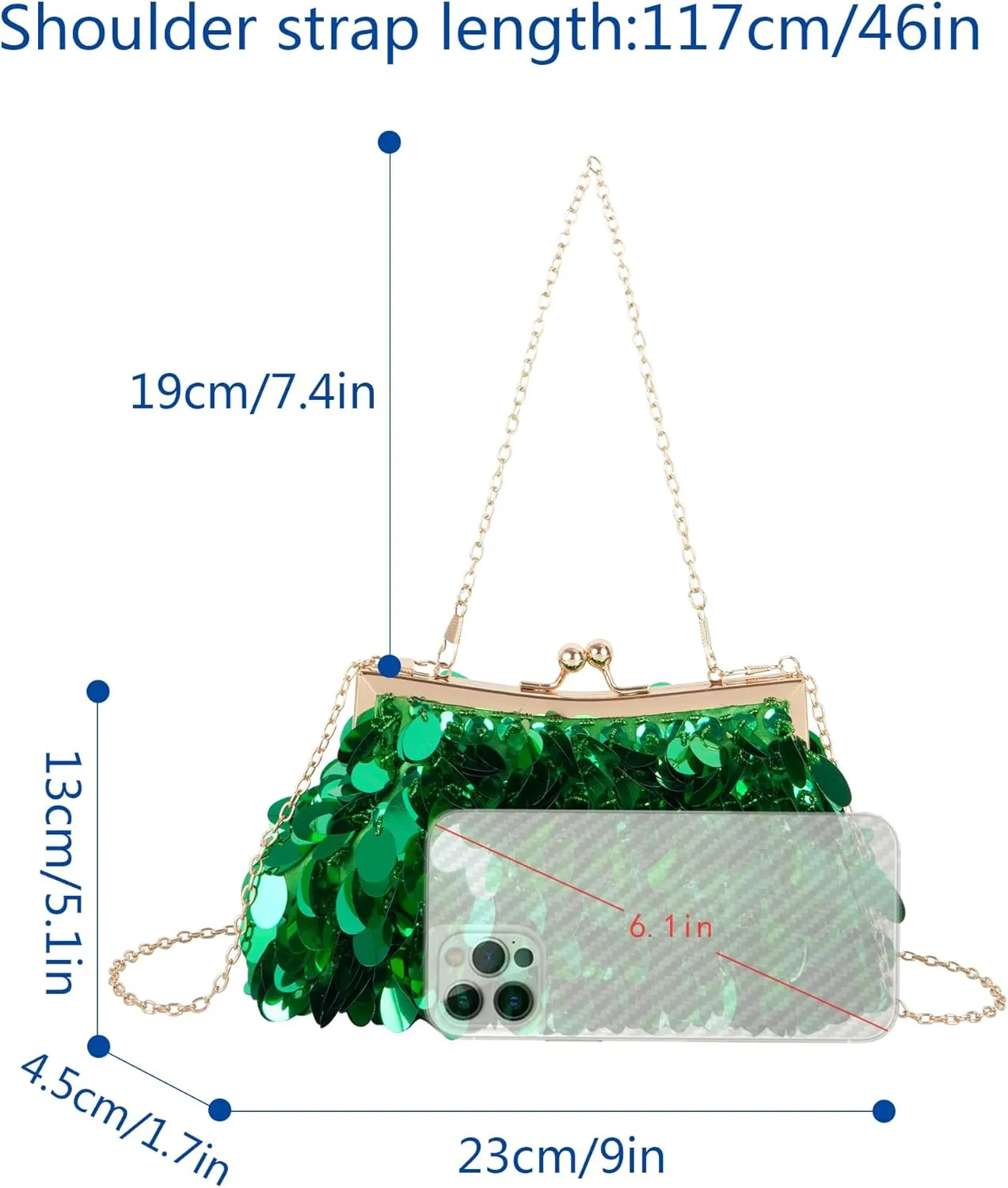 Mermaid Sequins Clutch Sparkling Glitter Evening Crossbody Shell Bag Banquet Handbag Party Prom Wedding Purse
