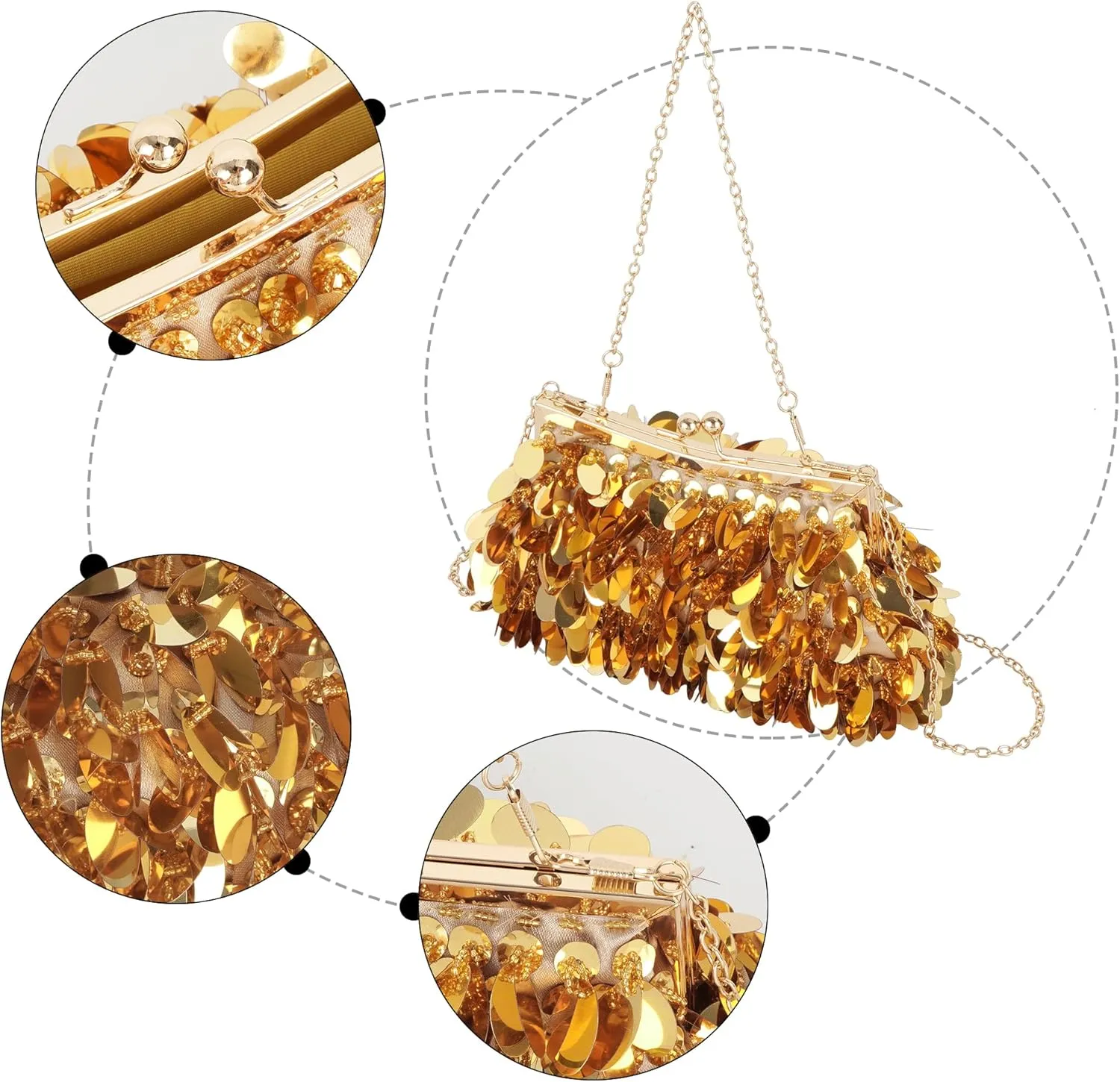 Mermaid Sequins Clutch Sparkling Glitter Evening Crossbody Shell Bag Banquet Handbag Party Prom Wedding Purse
