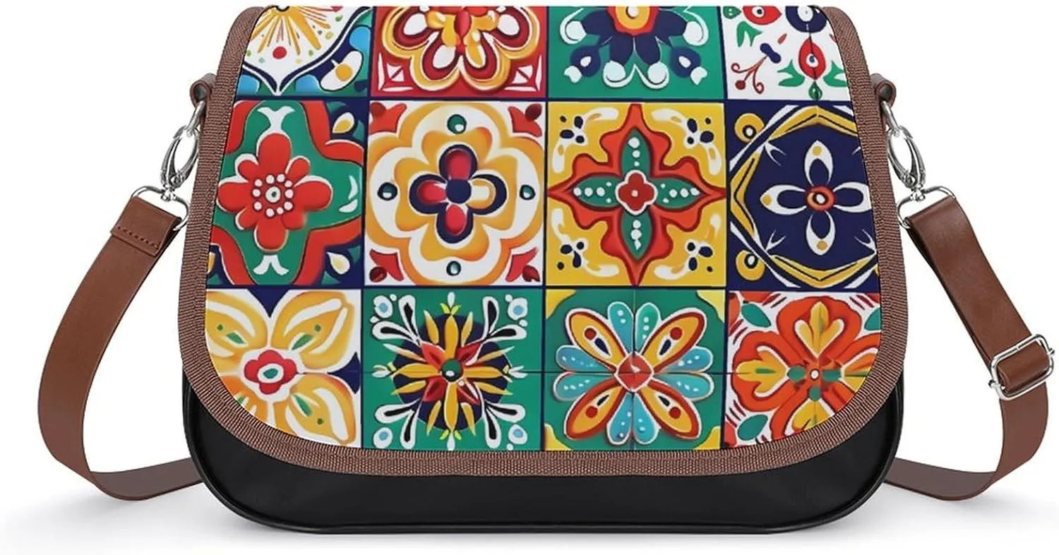 Mexican Talavera Italian Pottery Crossbody Bags for Women Trendy Shoulder Satchel Purses Messenger Bag
