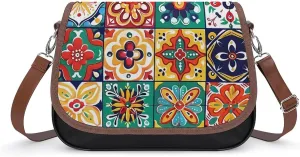 Mexican Talavera Italian Pottery Crossbody Bags for Women Trendy Shoulder Satchel Purses Messenger Bag