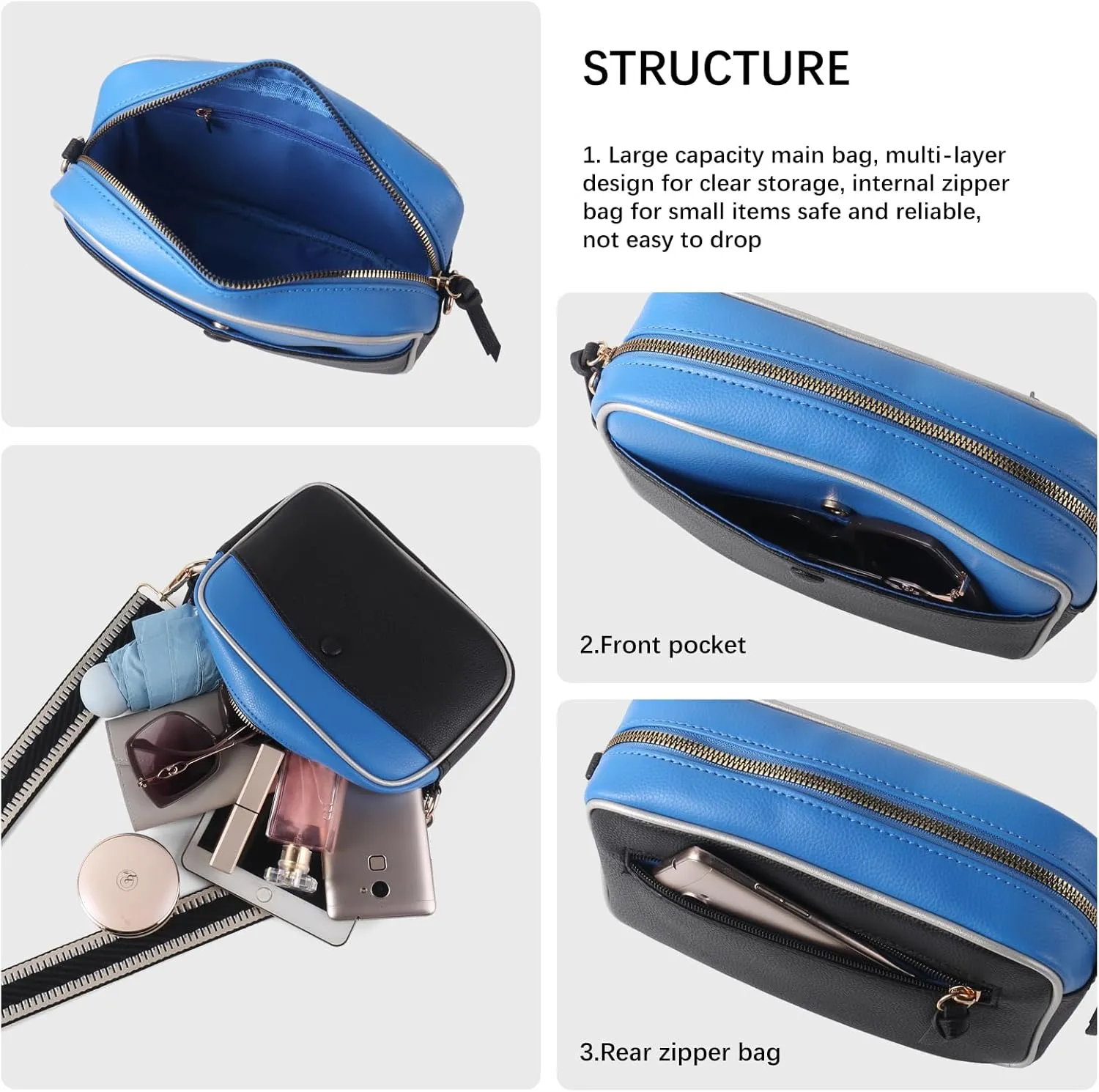 Mini Crossbody Bags for Women Trendy Vegan Leather Purses Small Shoulder Handbags with Adjustable Wide Strap