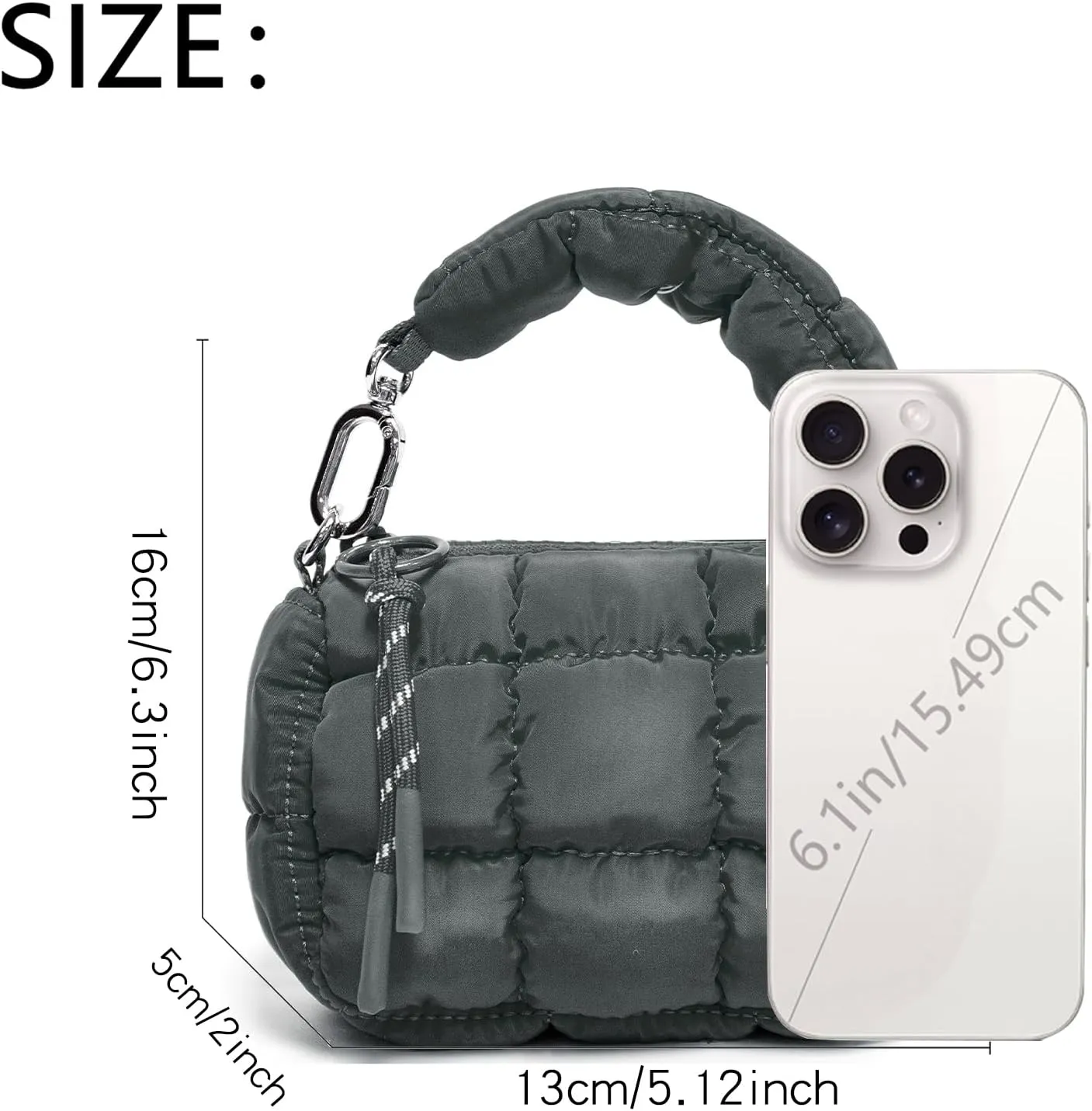 Mini Quilted Wristlet Bag for Women, Puffer Handbags,Evening Bags,Charm Lipstick Bag,Cute bag Charm for Gift
