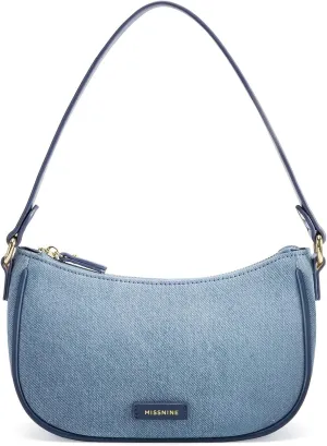 Missnine Fringe Denim Purse Hobo Handbag for Women Jean Purse Clutch Crescent Shoulder Bags Distressed Mini Tote Bag Blue