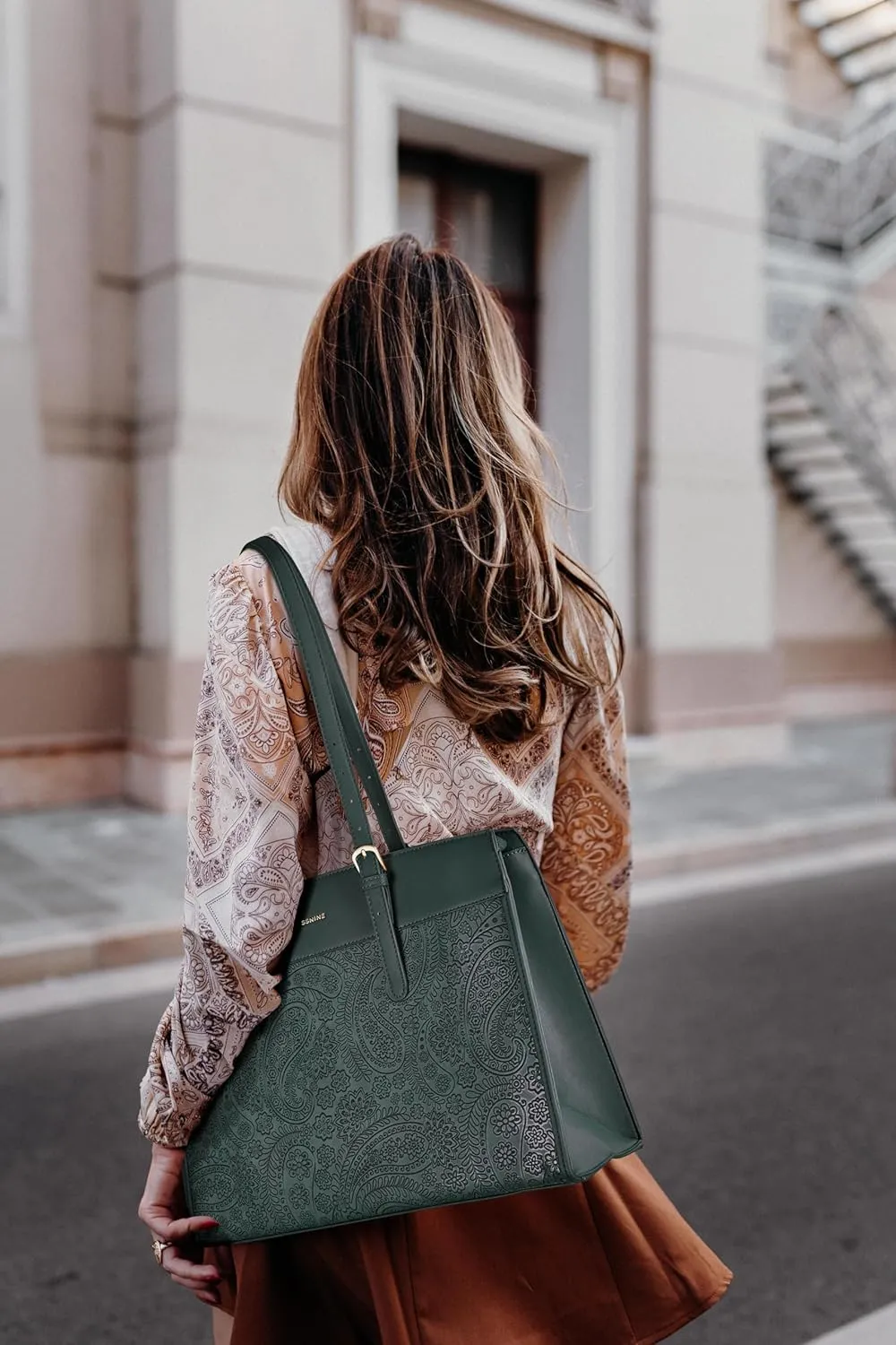 Missnine Laptop Tote Bag for Women 15.6 Inch Leather Work Bags Teacher Computer Purse Briefcase Handbag for Office, Travel