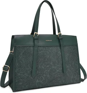 Missnine Laptop Tote Bag for Women 15.6 Inch Leather Work Bags Teacher Computer Purse Briefcase Handbag for Office, Travel