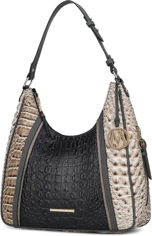 MKF Collection Hobo Bag for Women's - Crocodile Embossed Vegan Leather Top Handle Shoulder Handbag Purse