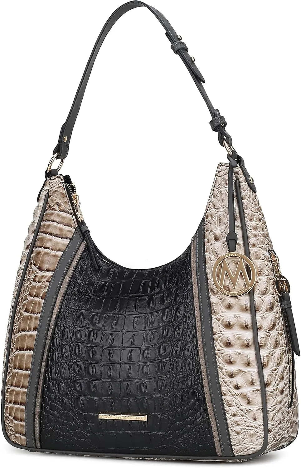 MKF Collection Hobo Bag for Women's - Crocodile Embossed Vegan Leather Top Handle Shoulder Handbag Purse