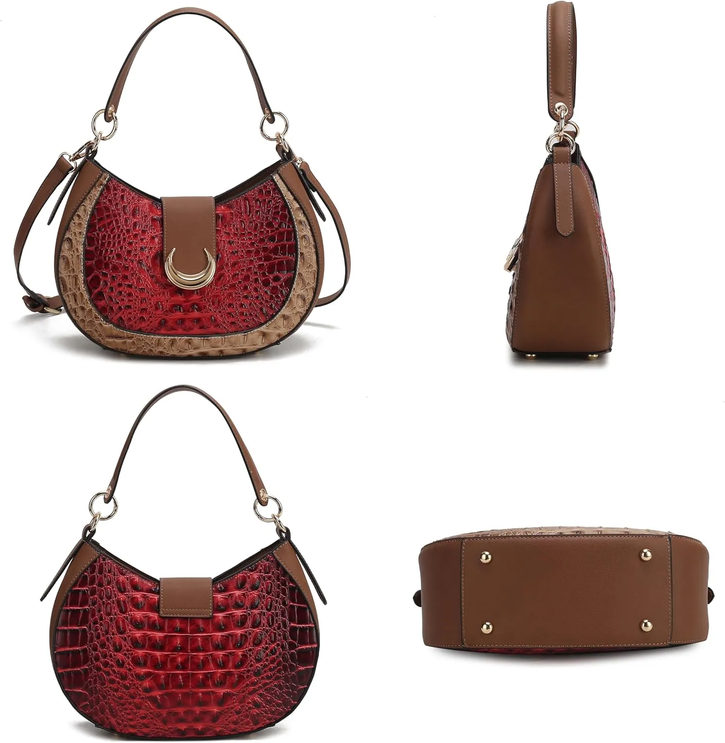 MKF Collection Shoulder Bag for Women, Croco Vegan Leather Hobo Bag Handbag Purse by Mia K