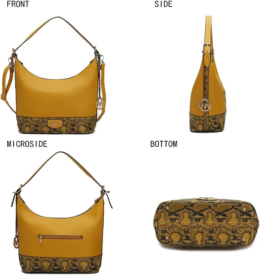 MKF Collection Shoulder Bag for Women, Vegan Leather Hobo Fashion Handbag Messenger Purse