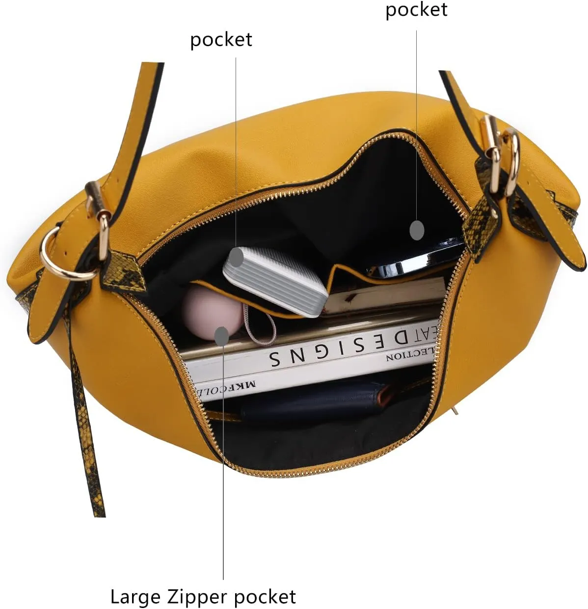 MKF Collection Shoulder Bag for Women, Vegan Leather Hobo Fashion Handbag Messenger Purse