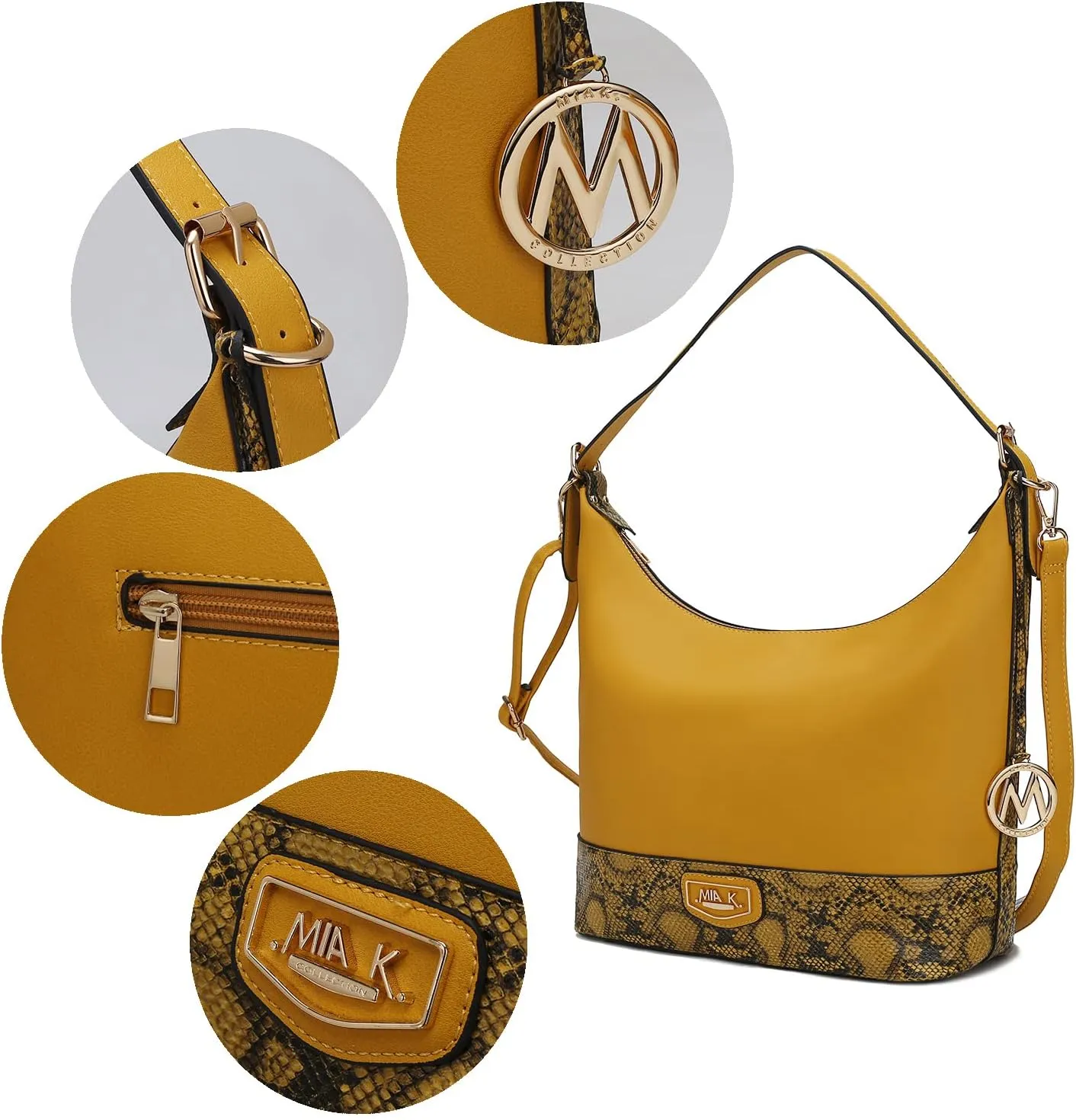 MKF Collection Shoulder Bag for Women, Vegan Leather Hobo Fashion Handbag Messenger Purse