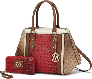 MKF satchel bags for women, Featuring a faux crocodile-embossed finish crossover handbag, shoulder side messenger bag