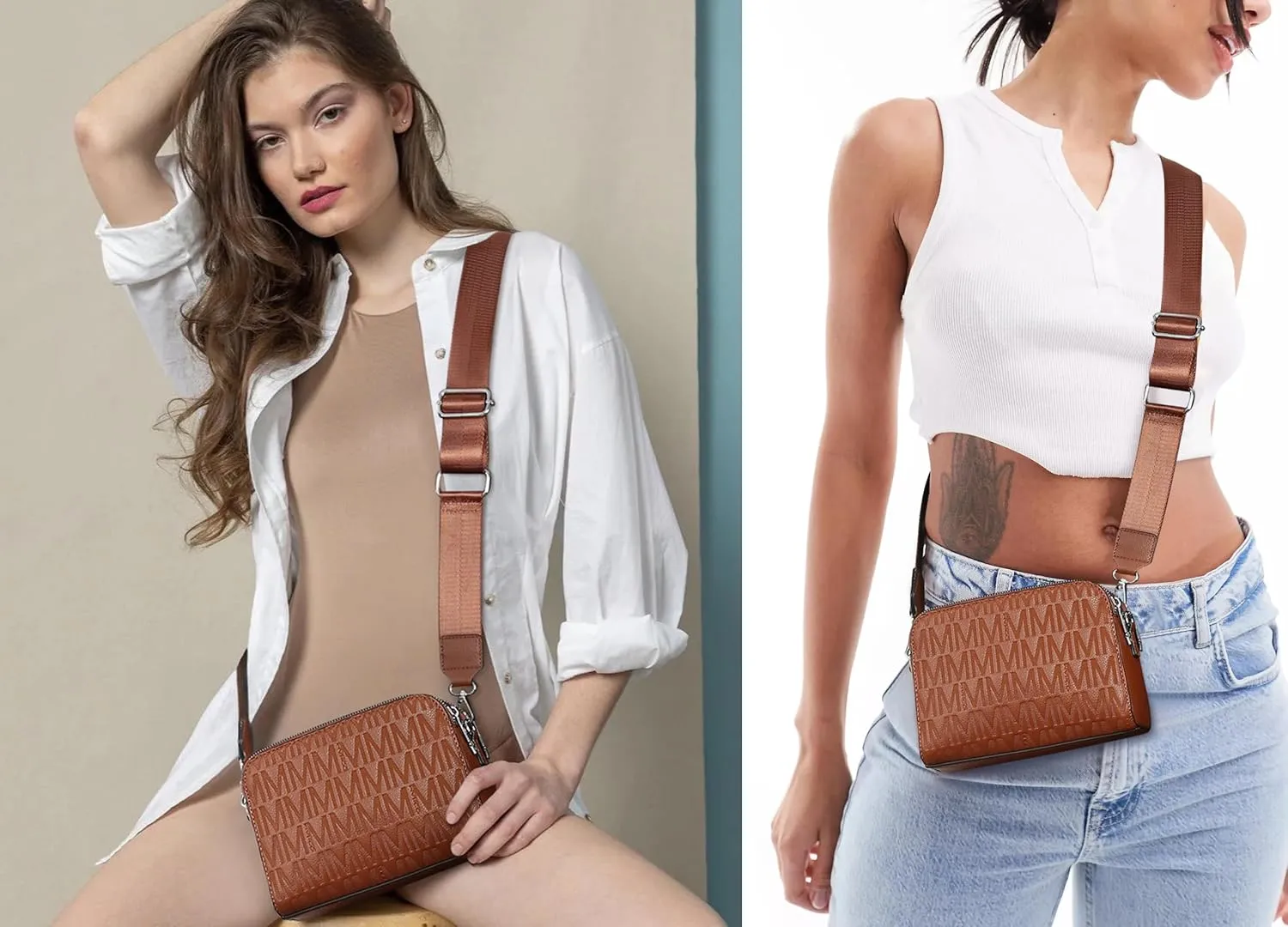 MKP COLLECTION Crossbody Bags for Women Small Shoulder Purses with Adjustable Wide Strap, Triple Zip Design