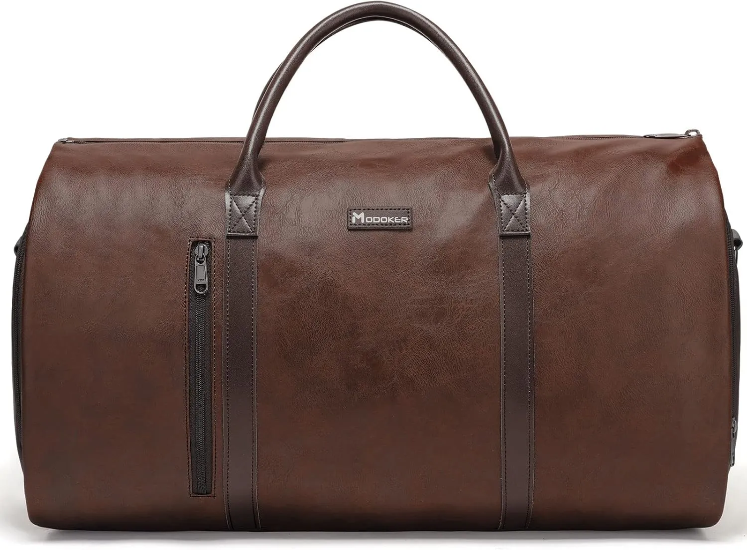 Modoker Convertible Leather Garment Bag, Carry on Garment Bags for Travel, Garment Duffel Bag, Gifts for Men Women Business Waterproof Suitcase Suit Travel Bags, Brown