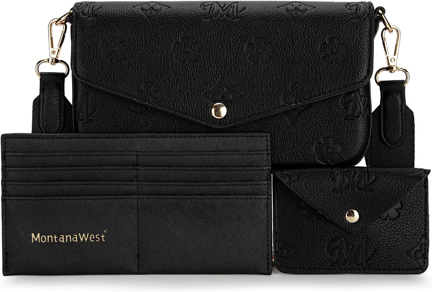 Montana West 3PCS Crossbody Purse and Wallet Set for Women with Adjustable Strap