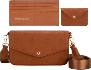 Montana West 3PCS Crossbody Purse and Wallet Set for Women with Adjustable Strap
