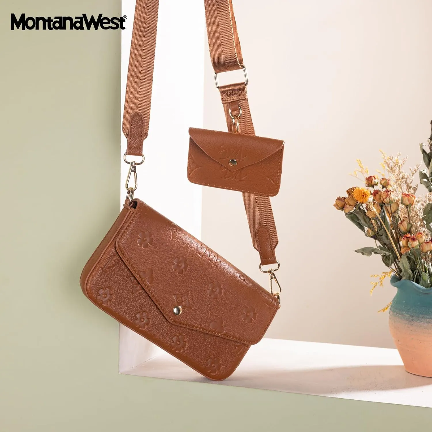 Montana West 3PCS Crossbody Purse and Wallet Set for Women with Adjustable Strap