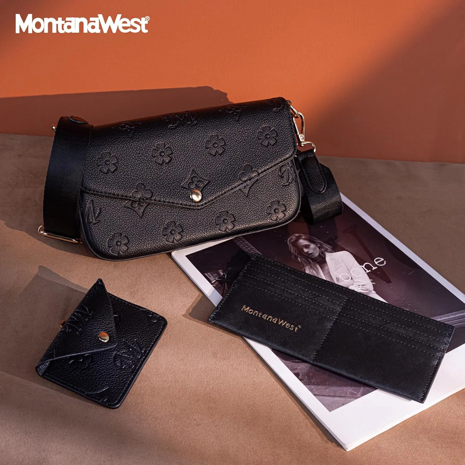 Montana West 3PCS Crossbody Purse and Wallet Set for Women with Adjustable Strap