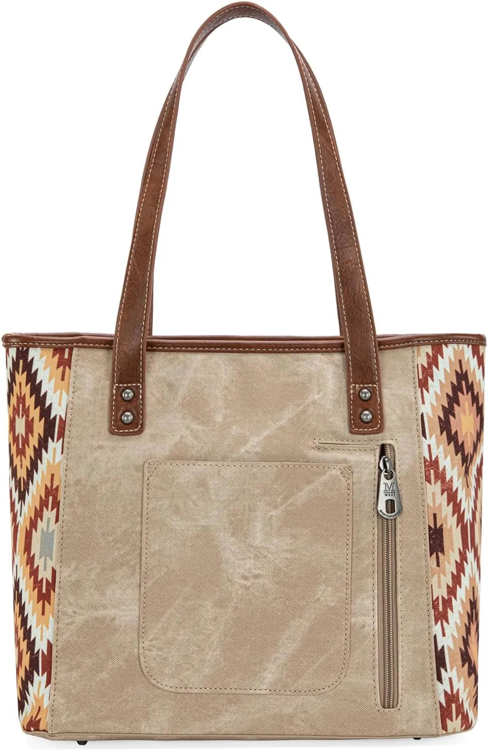 Montana West Embroidered Aztec Tote Bag for Women Western Jean Denim Collection Handbag