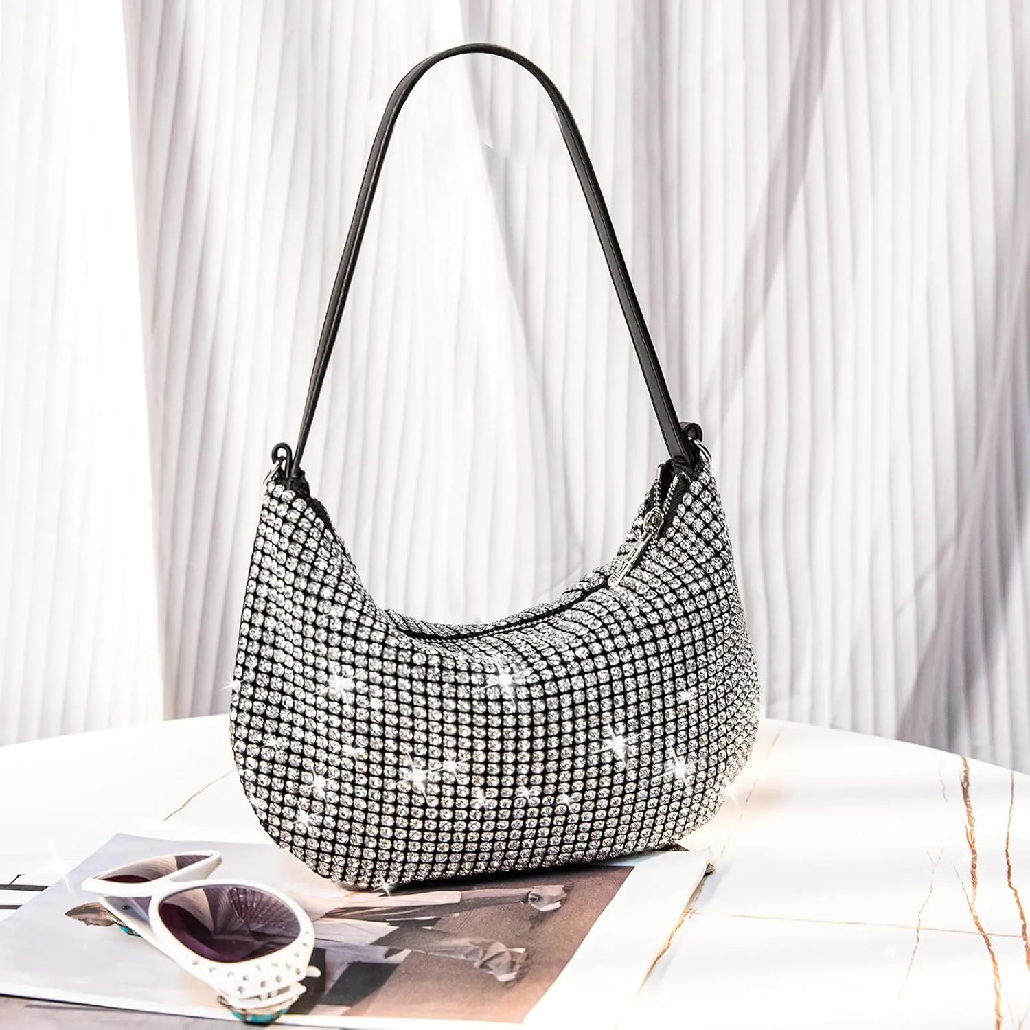 Montana West Sequin Bag Bling Sparkly Purse Evening Party Rhinestone Bag Clutch Handbag Crossbody Purse for Women