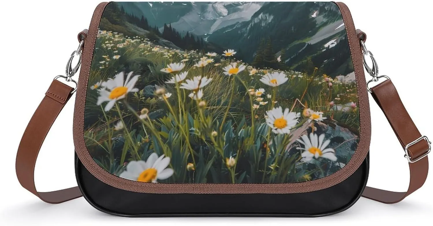 Mount Rainier National Park Women's Crossbody Bags PU Leather Shoulder Bag Handbag Purse Messenger Bag with Shoulder Strap