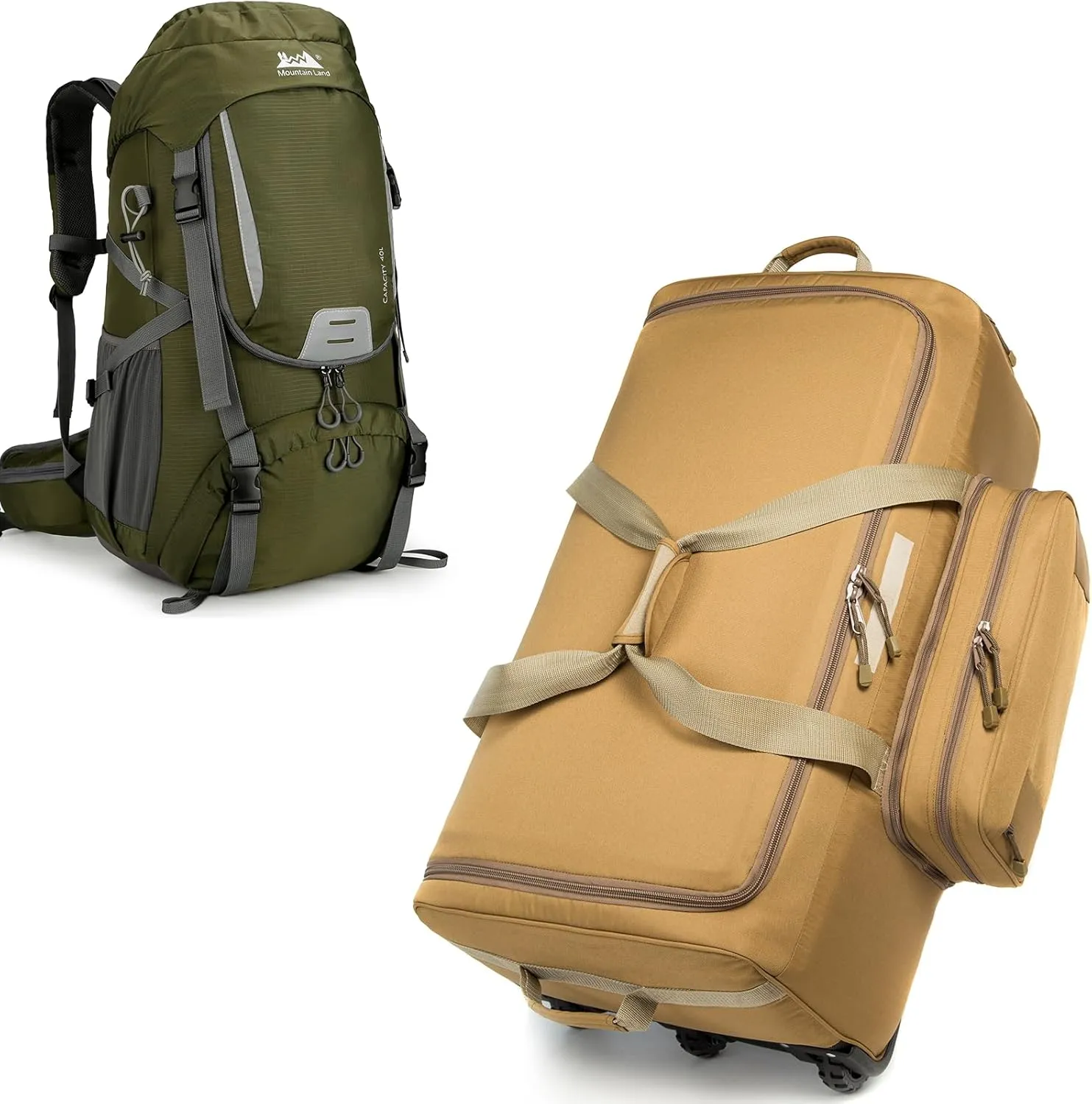 Mountain Land 120L Duffle Bag Travel Suitcase 40L Camping Hiking Backpack
