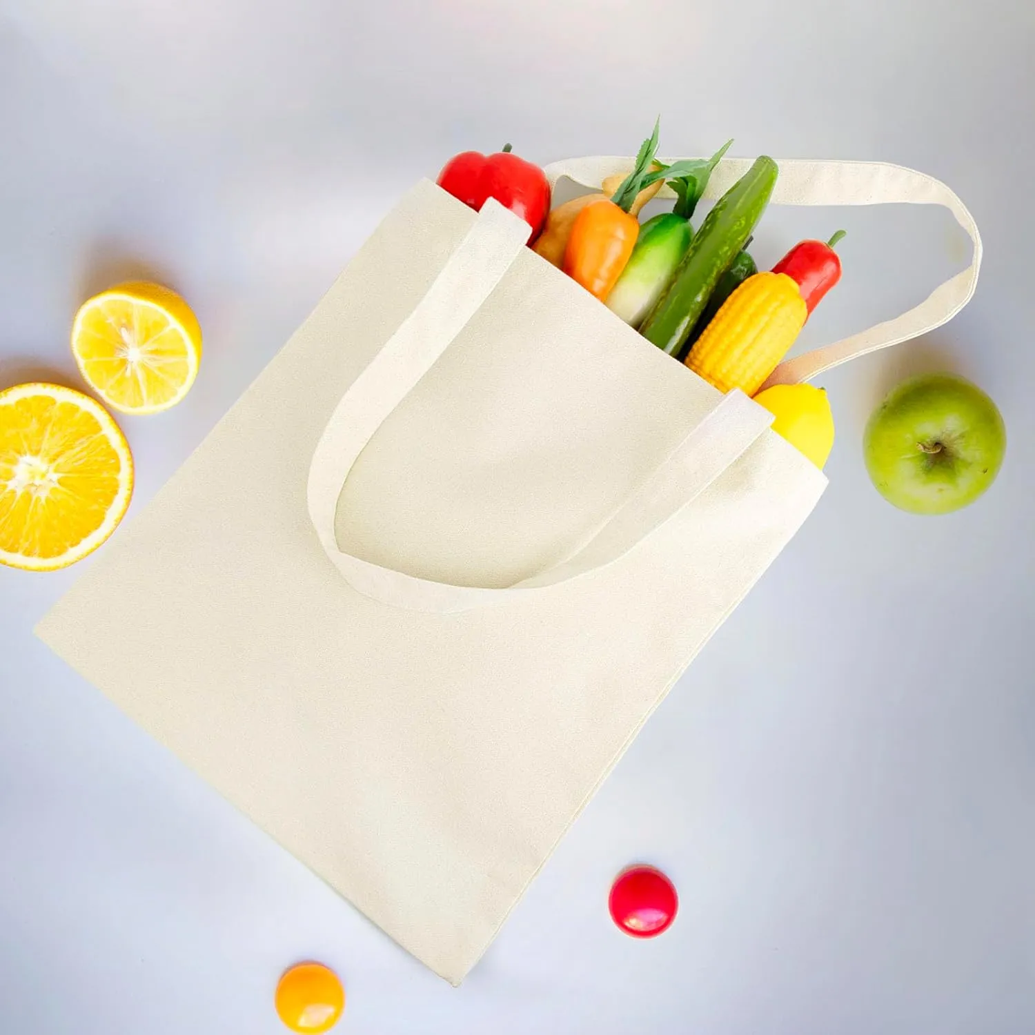 Muka 4 Pack Heavy Duty Canvas Tote Bag, 12oz Cotton Natural DIY Grocery Bag 15 x 16 Inch