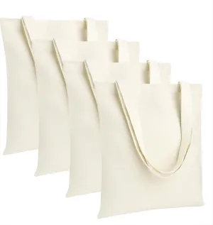 Muka 4 Pack Heavy Duty Canvas Tote Bag, 12oz Cotton Natural DIY Grocery Bag 15 x 16 Inch
