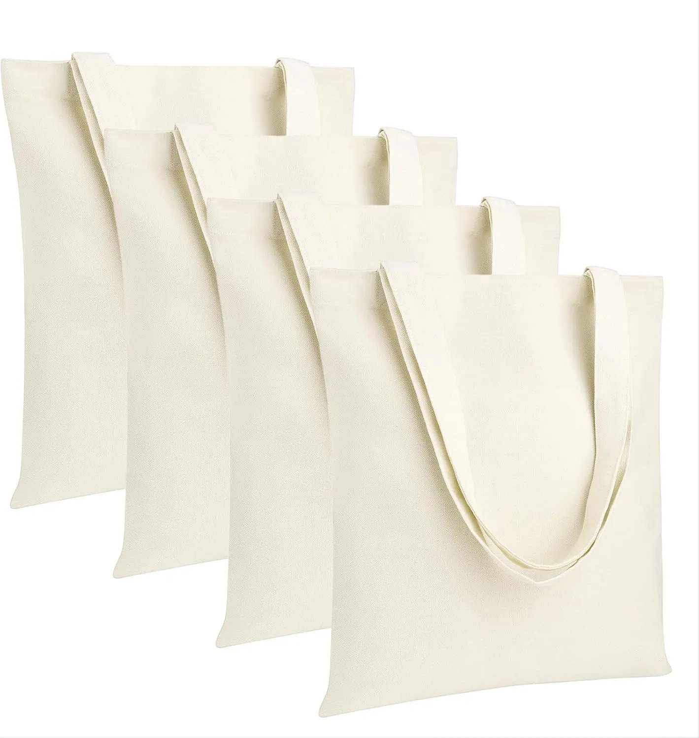 Muka 4 Pack Heavy Duty Canvas Tote Bag, 12oz Cotton Natural DIY Grocery Bag 15 x 16 Inch