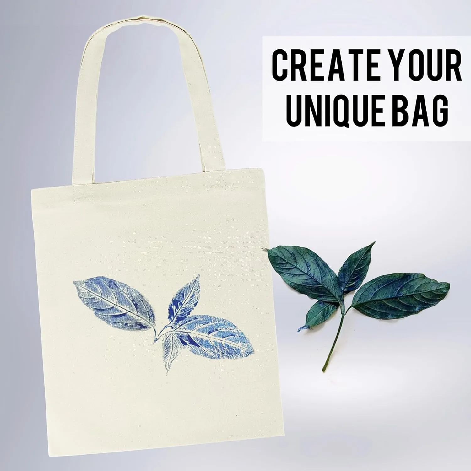 Muka 4 Pack Heavy Duty Canvas Tote Bag, 12oz Cotton Natural DIY Grocery Bag 15 x 16 Inch