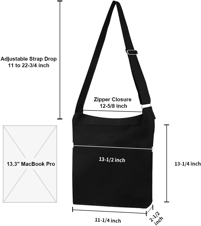 Muka Canvas Shoulder Bag with Zipper Hobo Crossbody Handbag Casual Tote