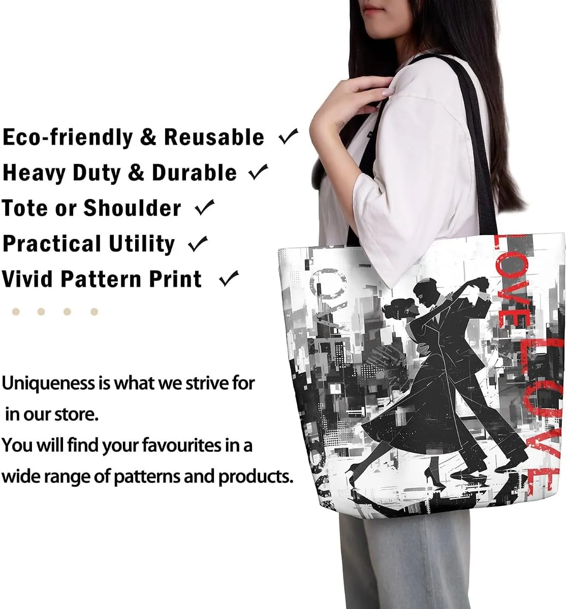 Musical Instruments Shoulder Handbags 19.7x15.7 Inch,Guitar Drum Kit Canvas Tote Bag,Hip Hop Music Travel Bag