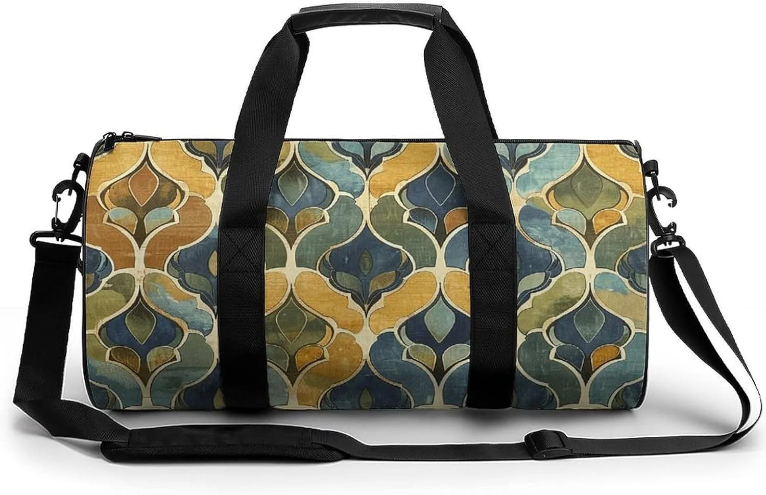 Mustard Yellow And Brown Gym Bag Small Travel Duffle Bag with Compartment Carry On Weekender Bag for Women Men