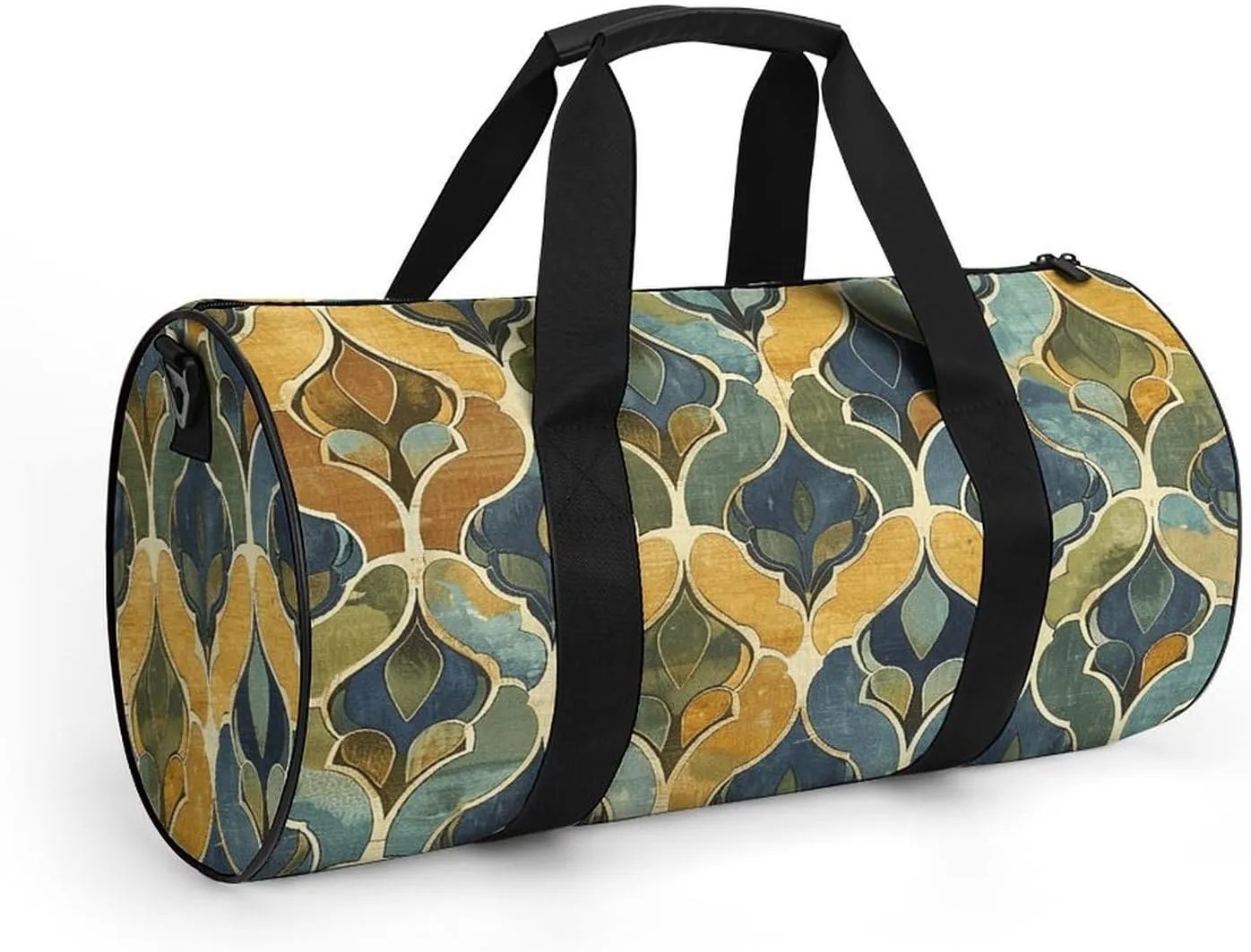 Mustard Yellow And Brown Gym Bag Small Travel Duffle Bag with Compartment Carry On Weekender Bag for Women Men