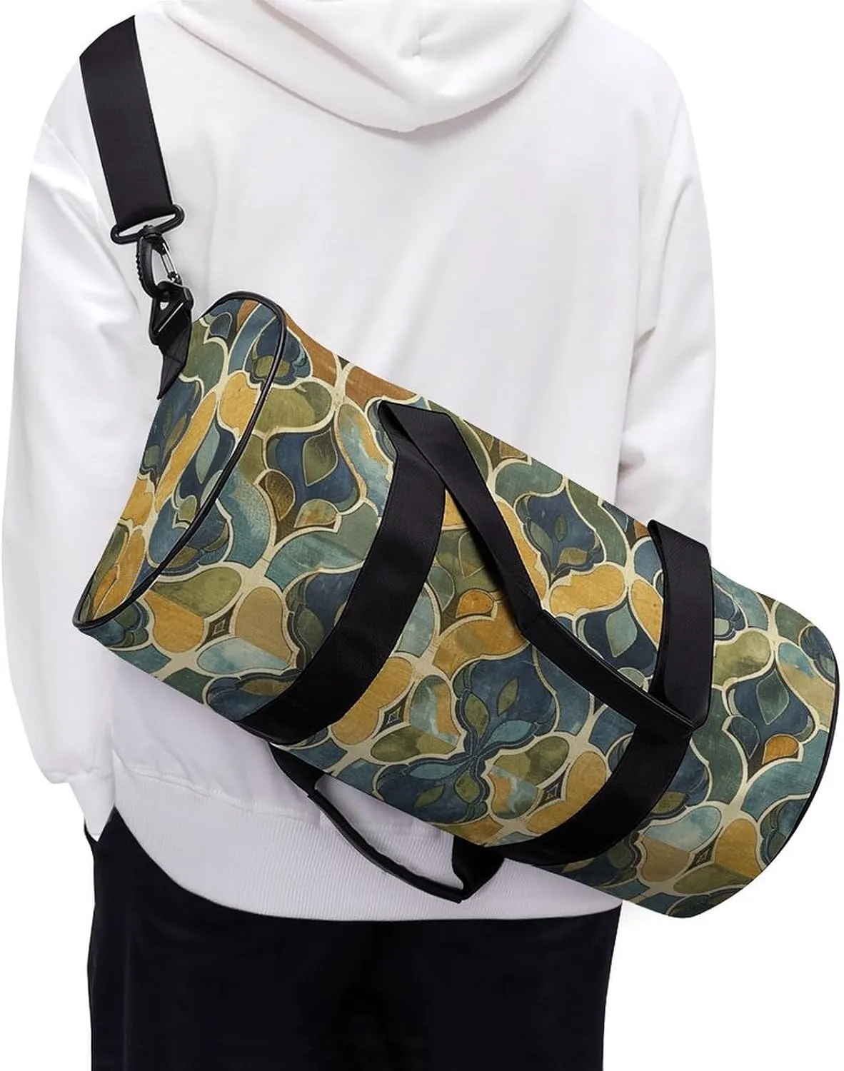 Mustard Yellow And Brown Gym Bag Small Travel Duffle Bag with Compartment Carry On Weekender Bag for Women Men