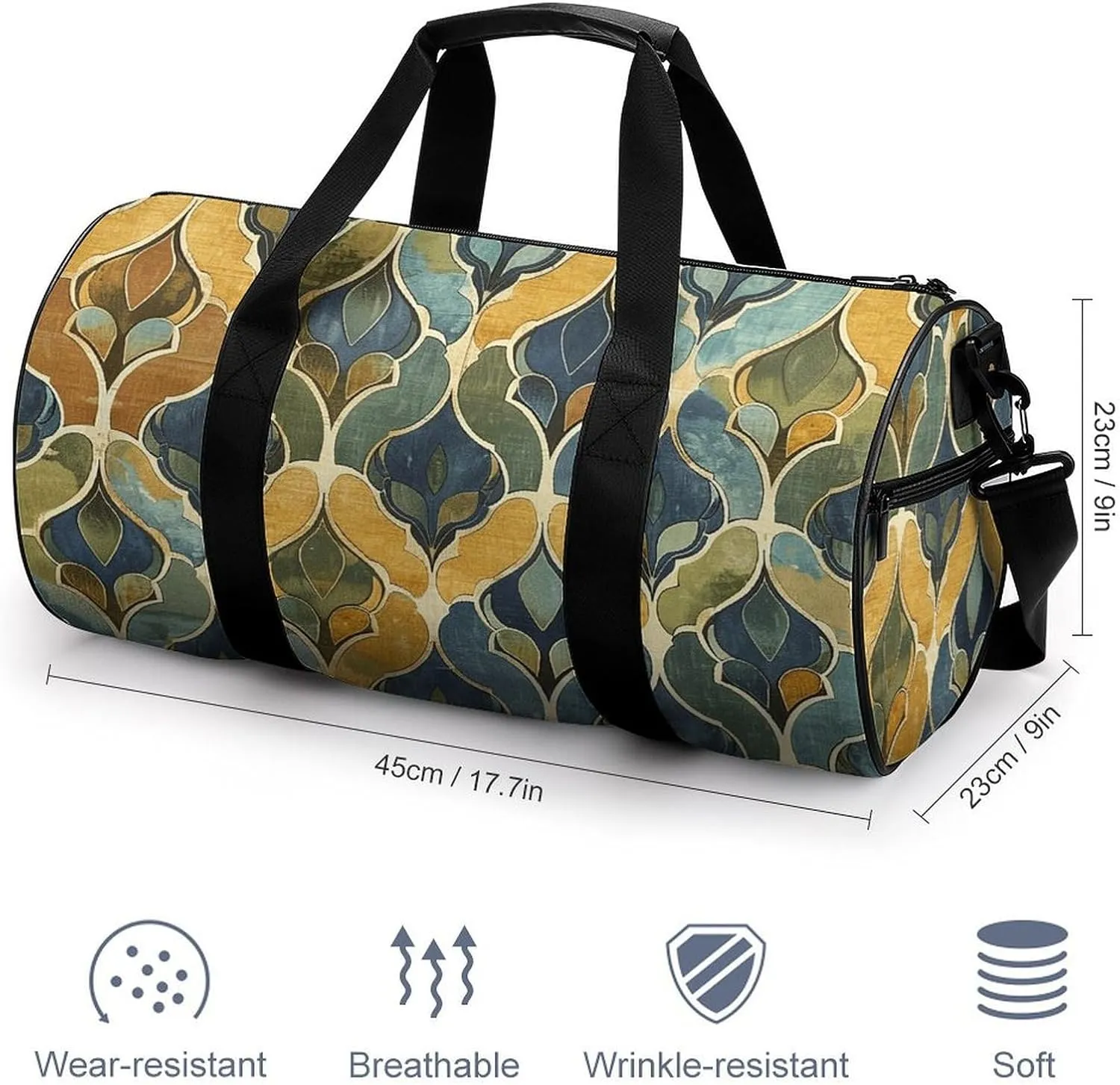 Mustard Yellow And Brown Gym Bag Small Travel Duffle Bag with Compartment Carry On Weekender Bag for Women Men