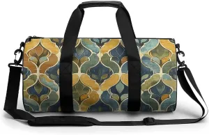 Mustard Yellow And Brown Gym Bag Small Travel Duffle Bag with Compartment Carry On Weekender Bag for Women Men