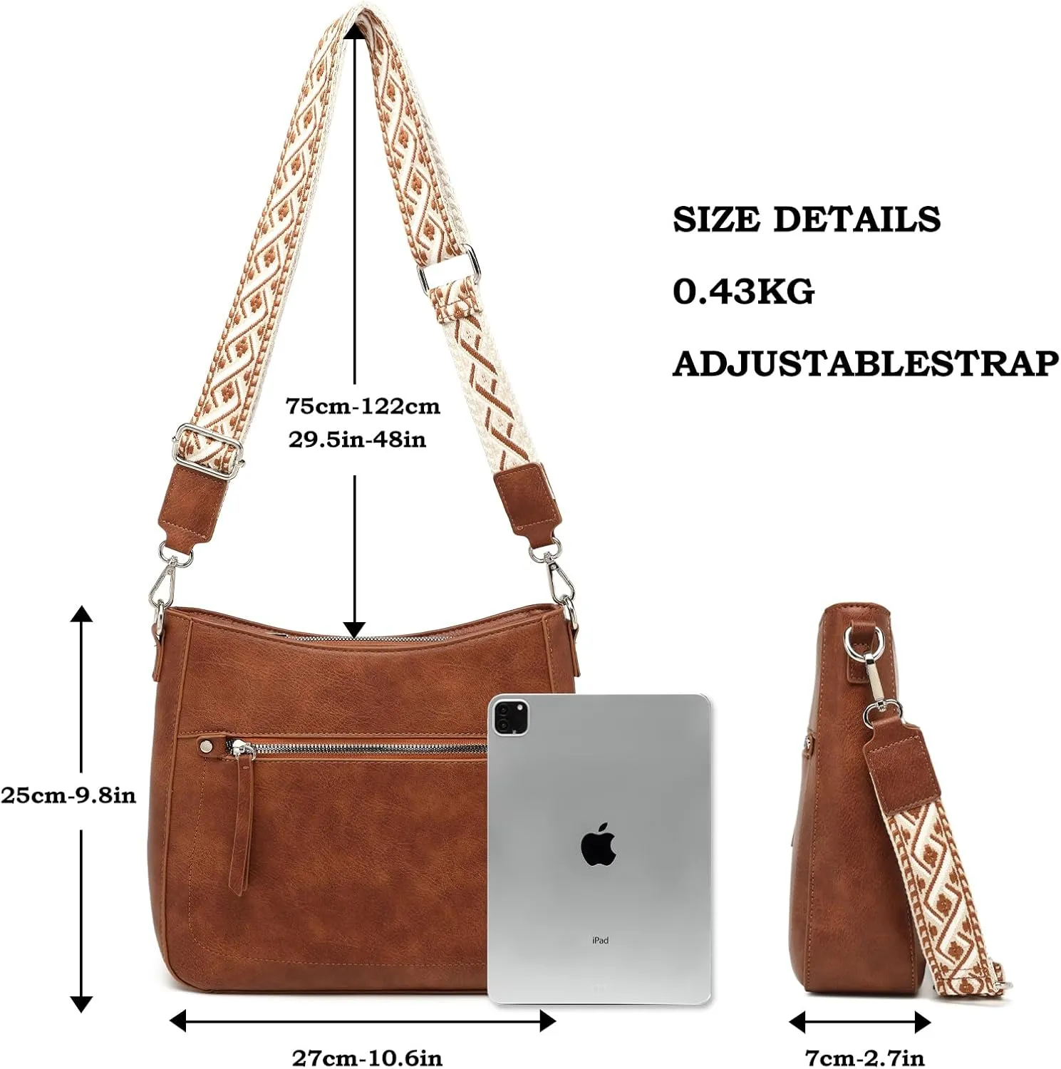 MYHOZEE Crossbody Bags for Women Leather Crossbody Purses With Adjustable Guitar Strap Trendy Hobo Women's Shoulder Bag